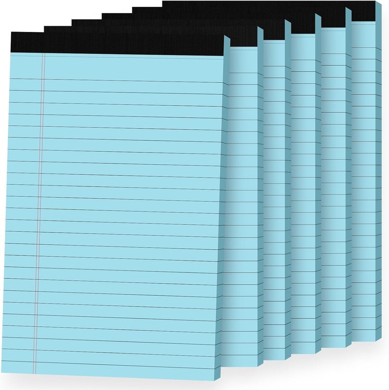 Ciphyfee 6pcs Small Note Pads, Blue Notepads 5x8 College Ruled Notebook, Writing Pads 5 x 8, Legal Pads, Memo Pad Paper Perforate Narrow Ruled Notebooks for Work, School, Office,30 Sheets/Pack - Image 1